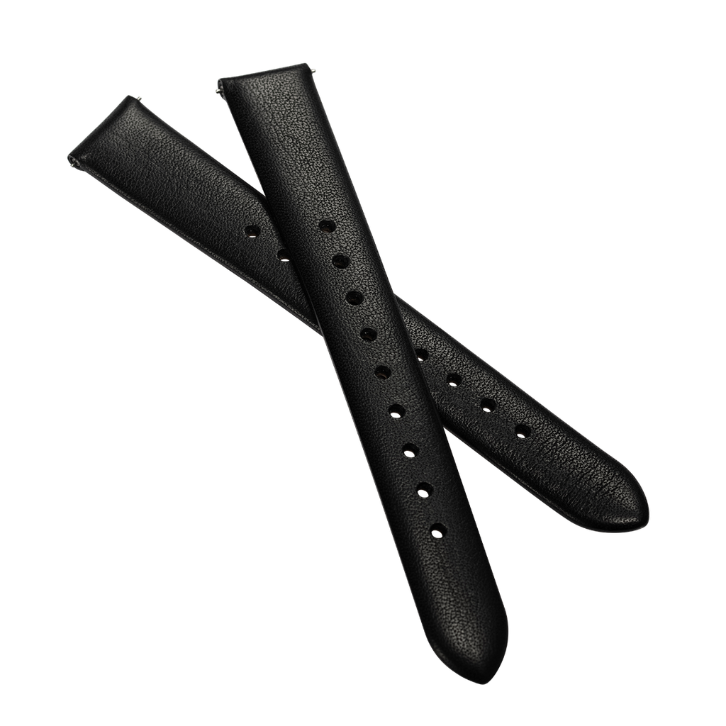 Flat Black Leather Silver buckle