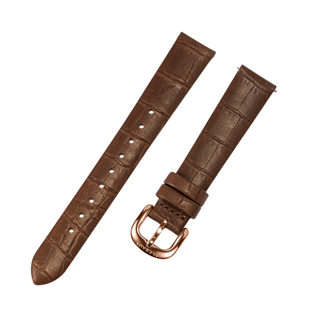 Brown Pattern Leather Rose Gold