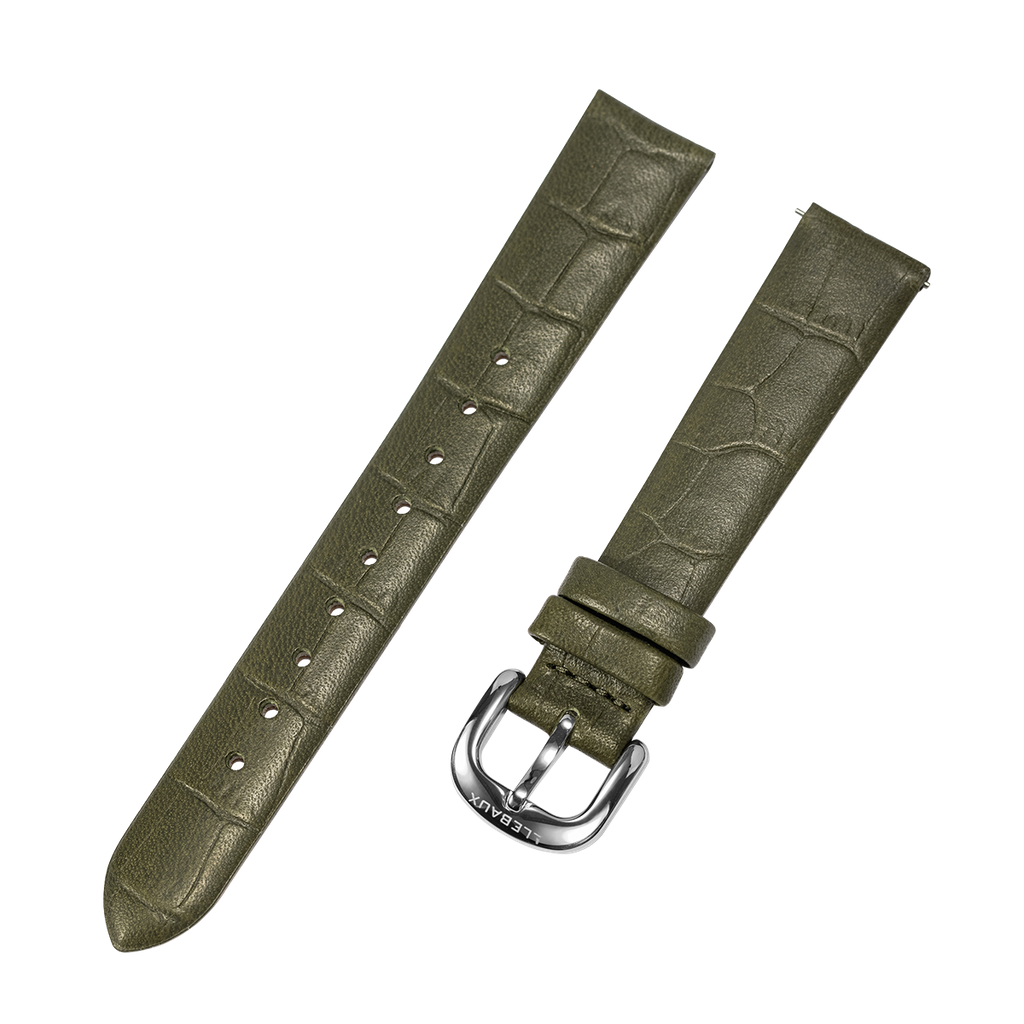 Green Pattern Leather Silver