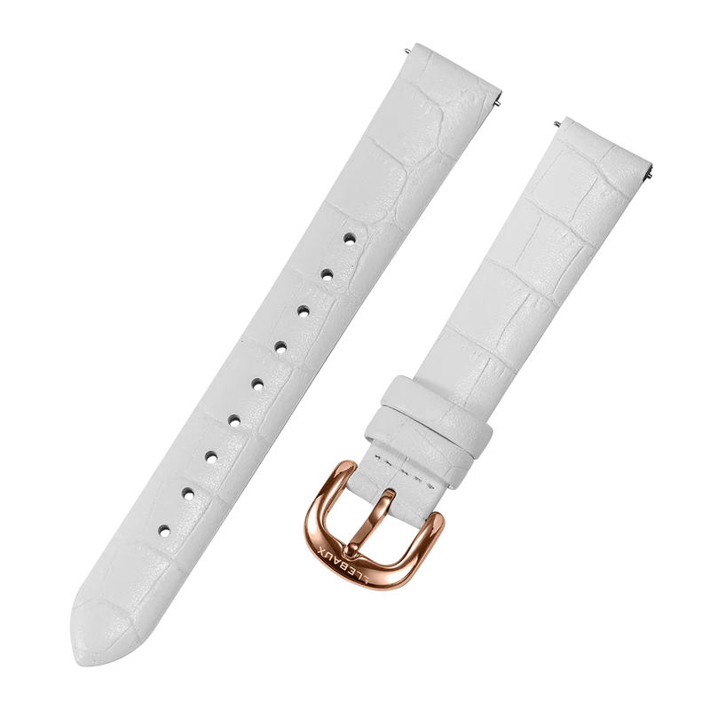 White Pattern Leather Rose Gold