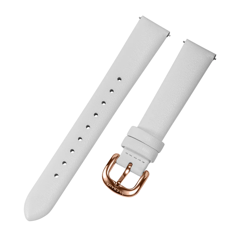 White Smooth Leather Rose Gold