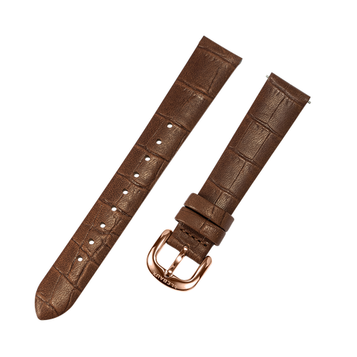 [L23.RG] Brown Pattern Leather Rose Gold